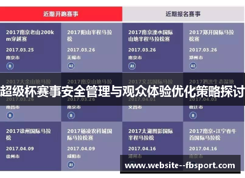 超级杯赛事安全管理与观众体验优化策略探讨